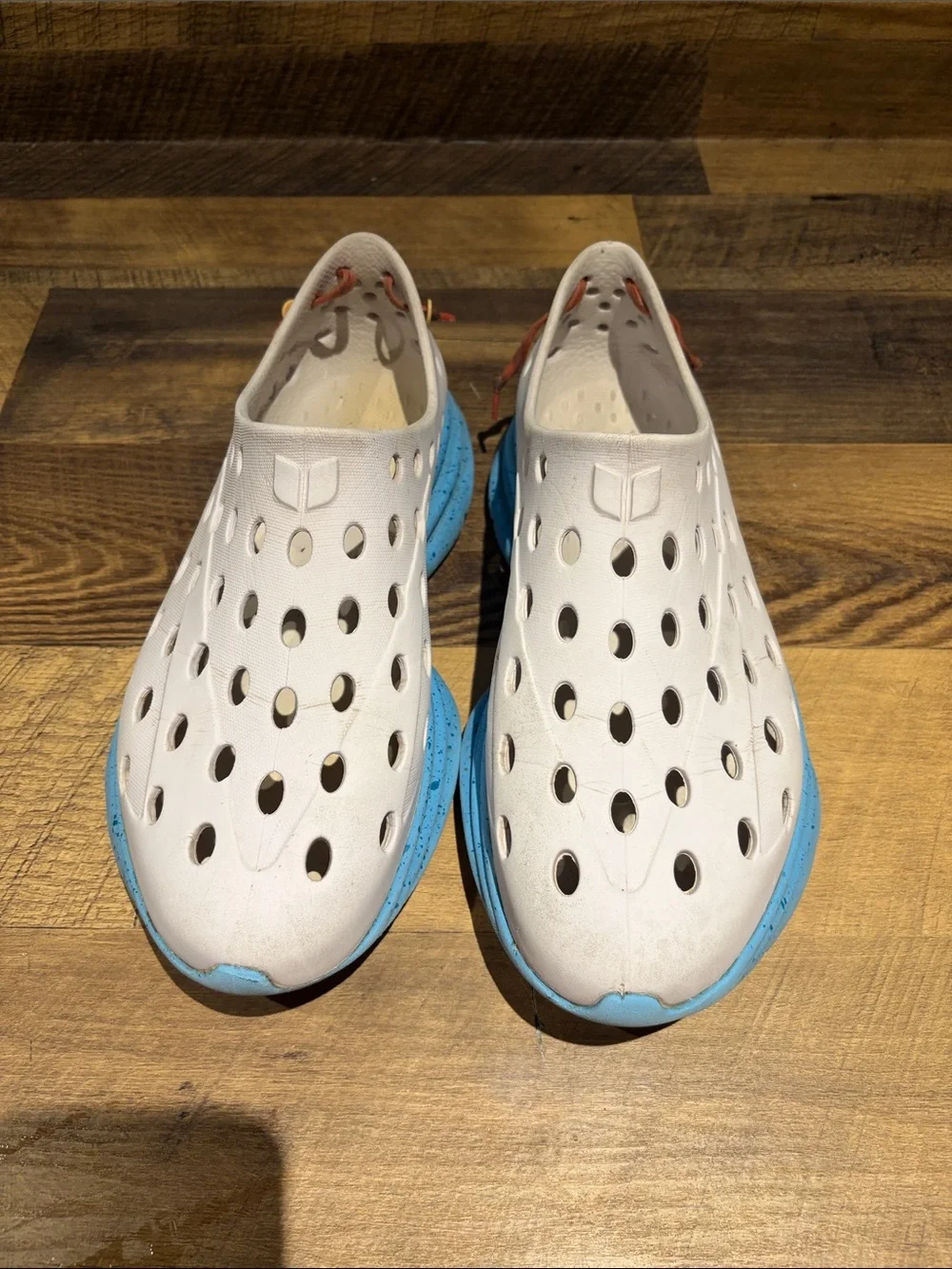 Men's White and Blue Athletic Slip-On Shoes